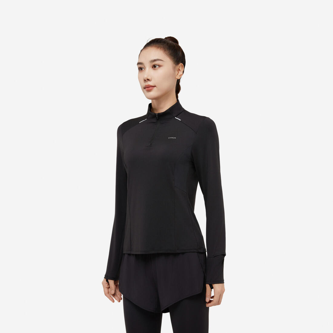 KIPRUN (キプラン) ランニング レディース 長袖Tシャツ ハーフファスナー Dry+