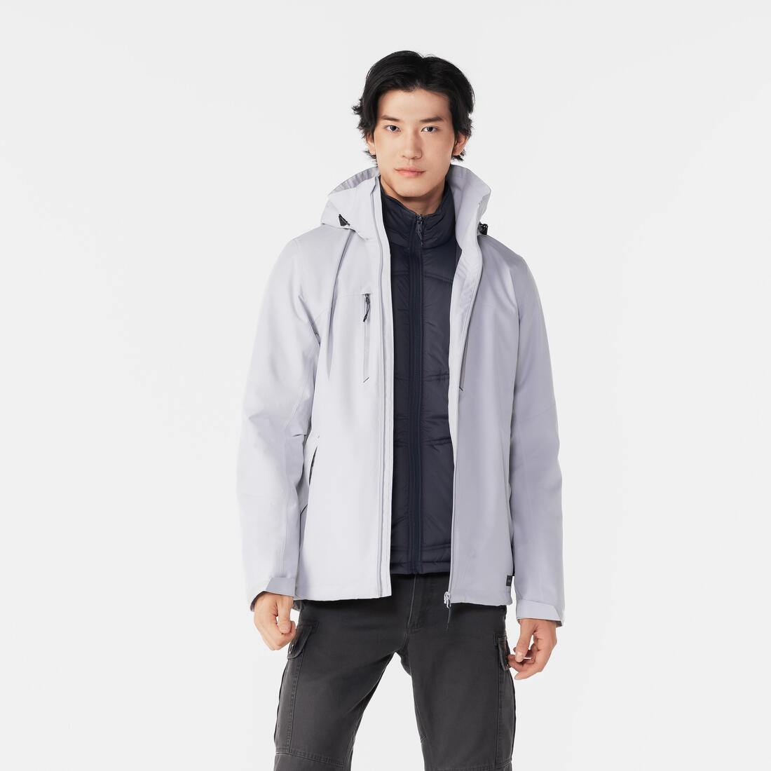 新品 ラッセルノ ゴルフ パデッド ジャケット ペイズリー ホワイト L 5 FORCLAZ（フォルクラ）登山・ハイキング 3WAY ジャケット 防水 防寒