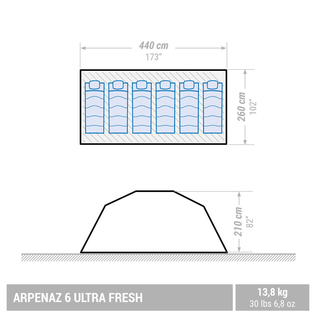 QUECHUA (ケシュア) キャンプ シェルター・テント ULTRAFRESH ARPENAZ 6人用