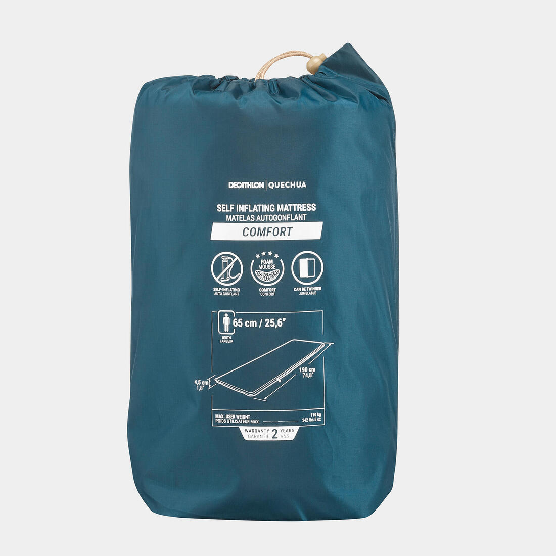 QUECHUA (ケシュア) キャンプ・ 登山・ハイキング マットレス Arpenaz Comfort 自動拡張式 1人用 - 65CM