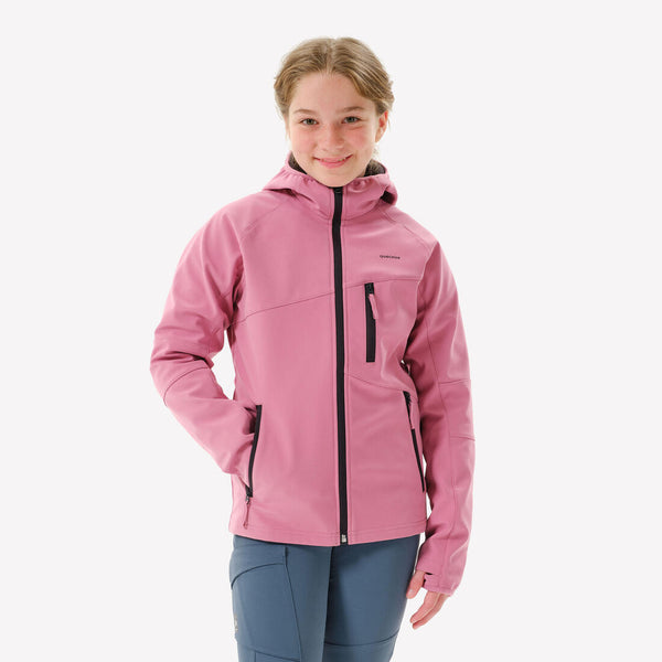 女性用ロングソフトシェルフリースハイキングジャケット