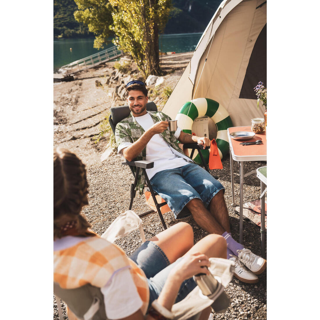 QUECHUA (ケシュア) キャンプ アームチェア 快適 折りたたみ式 リクライニング