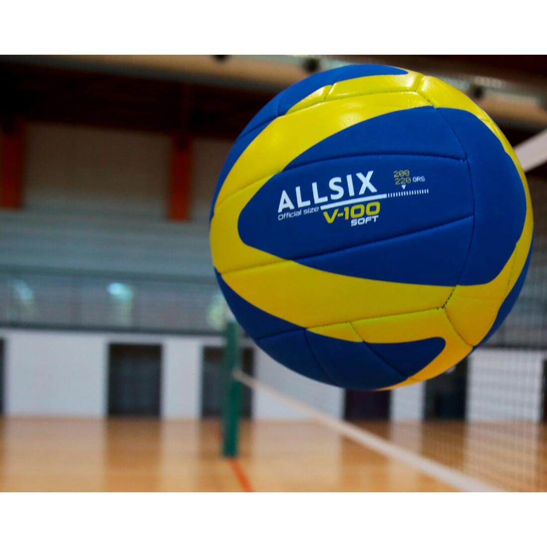 ALLSIX (オールシックス) ソフトバレーボール V100 200～220g 6～9歳向き  - ブルー/イエロー
