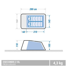 QUECHUA (ケシュア) キャンプ テント 2 SECONDS FRESH&BLACK XL - 2人用